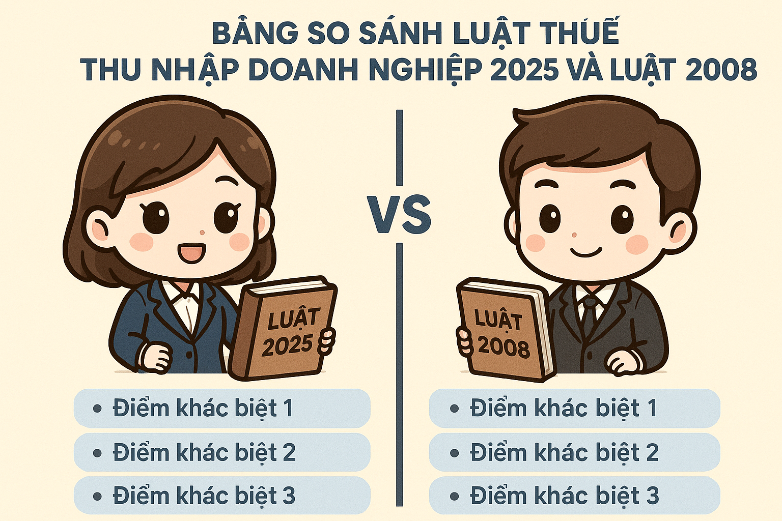 BẢNG SO SÁNH LUẬT THUẾ THU NHẬP DOANH NGHIỆP 2025 VÀ LUẬT 2008